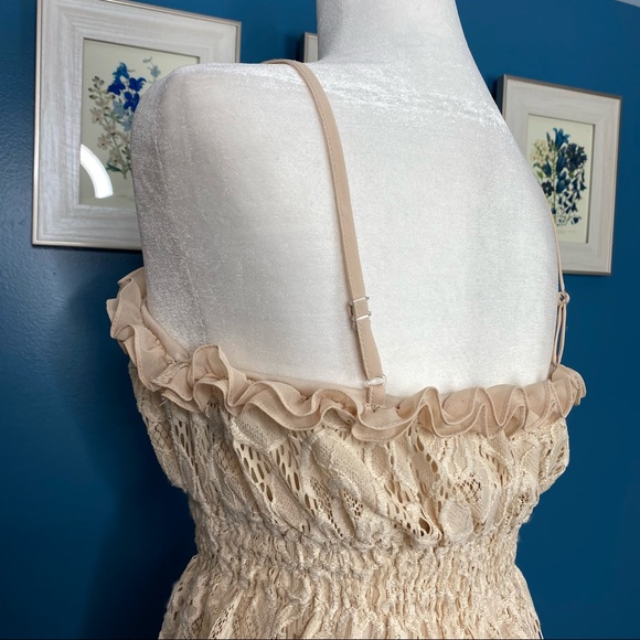 VTG Twenty One Cream Lace Floral Mini Dress Size M - Picture 5 of 14